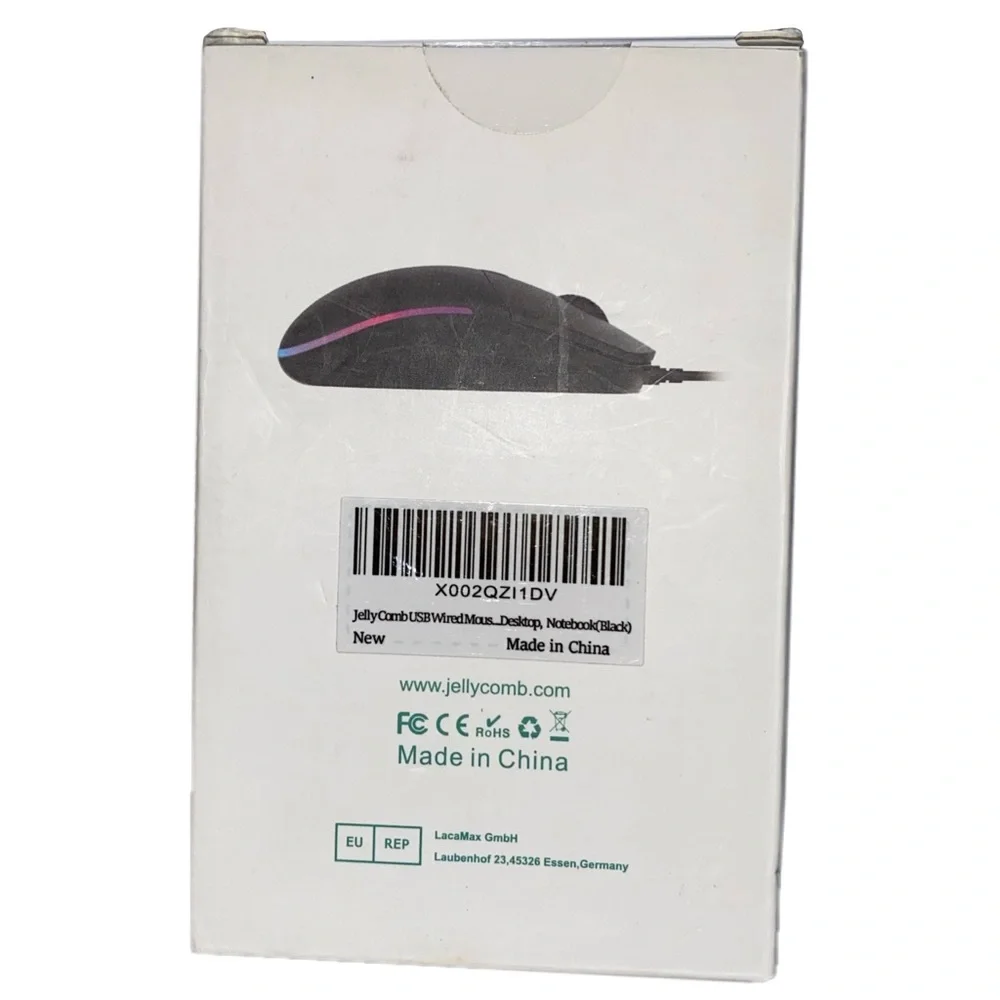 Jelly Comb MS059 Wired Mouse with USB Cable, Right-Handed Black